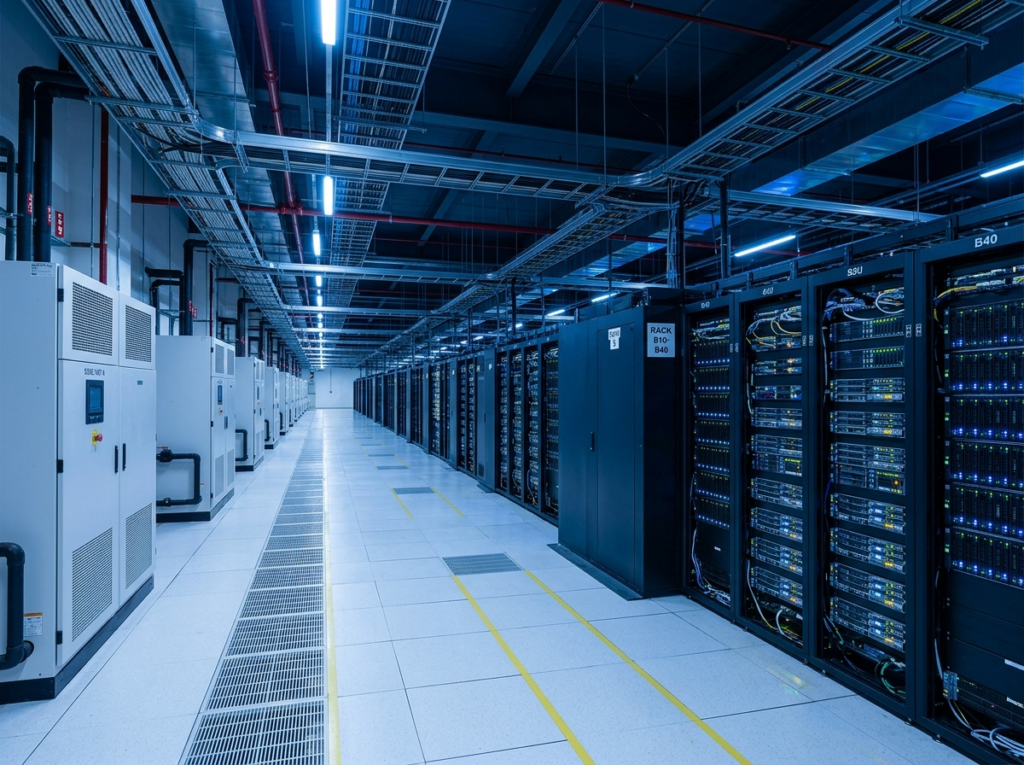 Data center server room with precision cooling units