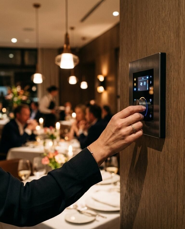 Adjusting climate control in a restaurant dining room