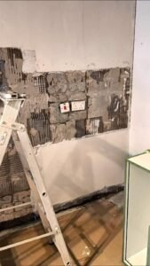 Motor City kitchen wall preparation and electrical sockets